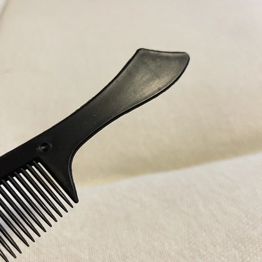 Vintage‎ Unbreakable USA Black Wide Tooth Comb Soft Plastic Pocket Purse Hair